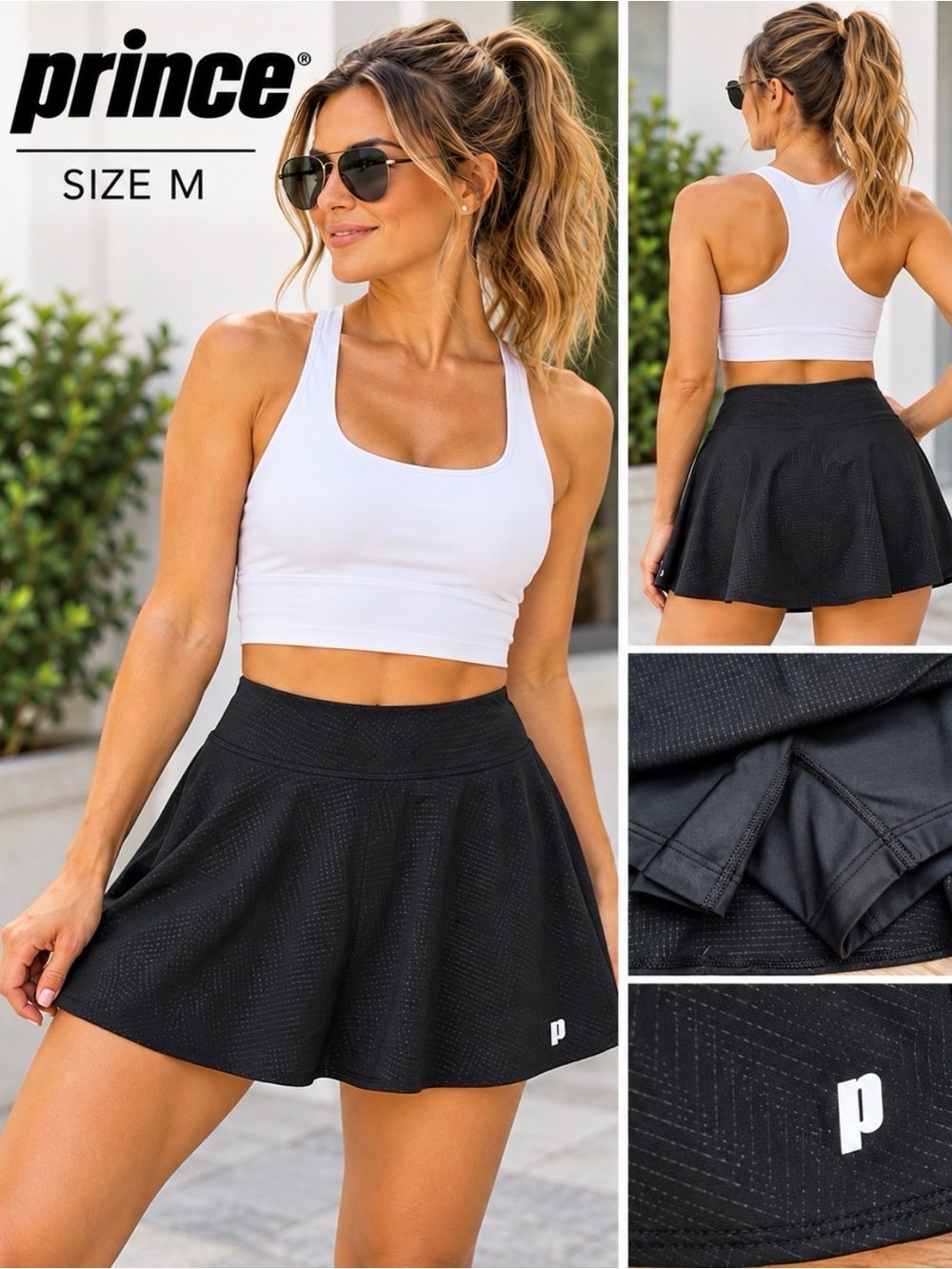 Prince Black Tennis Skort Skirt Built In Shorts Athletic Size Medium M